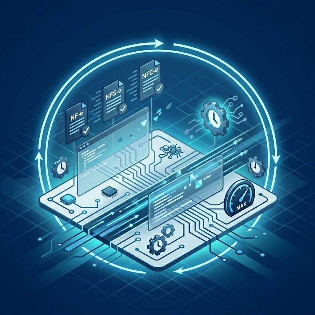 Ícone ou ilustração representando velocidade e rapidez, simbolizando a emissão ultra-rápida de notas fiscais.